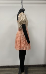 Sweet Chiffon Mini <b>Dress</b> With Puff Sleeve Criss Cross Neck Hollow Out A-Line Flared Hem Summer Casual <b>Dress</b> - Product Image 3