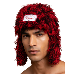 <b>Red</b> Black Faux Fur Trapper Hat Ear Flap Winter Cap Shaggy Furry Outdoor Headwear - Product Image 1