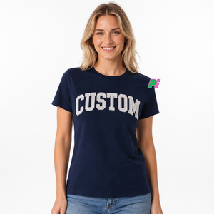 Camisetas de Punto con Cuello Redondo para Mujer, 100% Algodón, Bordado Personalizado, Letras en Tela Twill, Camiseta Ligera de Algodón de Manga Corta - Product Image 6
