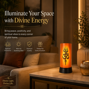 Modern Om Trishul LED Table Lamp Spiritual Decorative <b>Night</b> <b>Light</b> Hindu Prayer Room Bedroom Home Temple Gift Warm Ambient Glow - Product Image 2