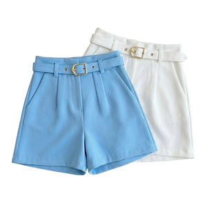 Women's High-Waisted Straight Wide-Leg Shorts <b>Skirt</b> with <b>Elastic</b> Waistband Women's high-waisted shorts for woman - Product Image 1