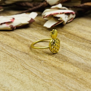 Best Product Pineapple Rings Boho Brass Band For <b>Women</b> 18k Gold Plated Fruit Dainty Charm Fine Jewelry For Wholesale/OEM/ODM - Product Image 5