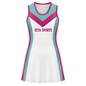 Vestido de Netball Sublimado Blanco y Rosa, Uniforme Deportivo sin Mangas para Mujer, Jersey para Partidos, Ropa de Entrenamiento en Equipo, Rendimiento Atlético - Product Image 3