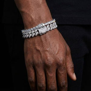 Bracelet unisexe de luxe hip-hop en diamants de laboratoire, style tennis, chaîne cubaine, plaqué or 9K-18K, certifié IGI - Product Image 2