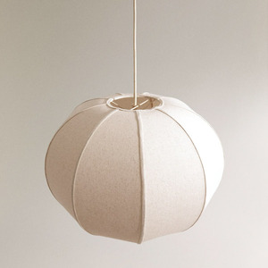 Lámpara Colgante Moderna de Tela Estilo Japandi, Color Crema Ecru, Algodón, Forma de Calabaza, Estilo Nórdico Wabi-Sabi, Pantalla de Lino Natural - Product Image 1