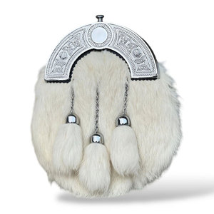 Men's Scottish White Fur Sporran 3 Tassels Sporran With <b>Chain</b> <b>Belt</b> Hot Selling Highland Outfit Costume Accessories - Product Image 2