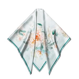 Écharpe en soie tendance pour femme, impression personnalisée, foulard carré de luxe en soie de mûrier, hijab de mode, vente en gros OEM - Product Image 2