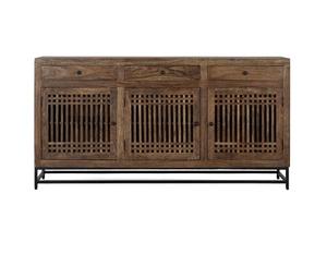 Aparador de Almacenamiento de Madera Maciza Simple, Diseño Moderno y Minimalista, Mueble Buffet para Sala de Estar con Base de Metal - Product Image 1