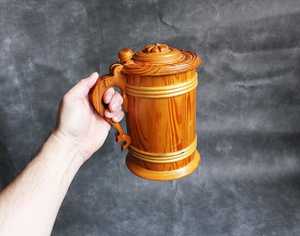 Mug à bière Viking élégant en gros, fait main, rétro, en bois sculpté, style religieux Feng Shui, avec motif ange et amour - Product Image 3