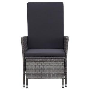 Sillón de Jardín de Ratán PE Gris con Reposabrazos Ajustables Medianos - Product Image 3