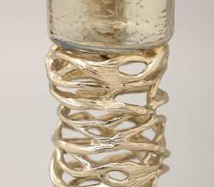 Half <b>Smoke</b> Luster Twisted Metal Candle Stand with <b>Glass</b> Holder for Home Decoration - Product Image 2