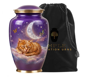 <b>Cat</b> Cremation <b>Urn</b>-Pet Memorial with Moon & Stars Design 220 Cubic Inch Capacity Eco-Friendly & Durable Customizable - Product Image 3