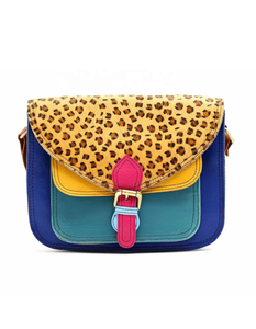 Handmade Multicolored Leather Purse Hair on Animal Print Shoulder Woman <b>Handbag</b> <b>Medium</b> Crossbody Purse Shoulder Strap Bag - Product Image 1