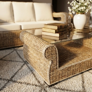 Modern Luxury Natural Wicker Rattan <b>Dining</b> Chair Handwoven Accent <b>Armchair</b> Soft Cushion UV-Resistant Water Resistant Durable - Product Image 5