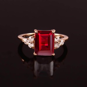 Granat rouge taille hexagonale certifié IGI, argent sterling 925 plaqué or rose 14 carats, cadeau de pierre de naissance de janvier pour elle - Product Image 4