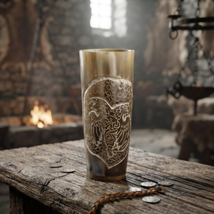 Chope à bière artisanale en véritable corne de buffle, écologique, polie, imitation antique, avec logo personnalisé pour les fêtes, prix abordables - Product Image 3