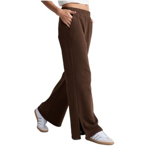 Pantalon de survêtement en molleton pour femme, coupe large, taille mi-haute, ample, longueur intégrale, décontracté, avec poches, taille élastique, pour l'automne - Product Image 3
