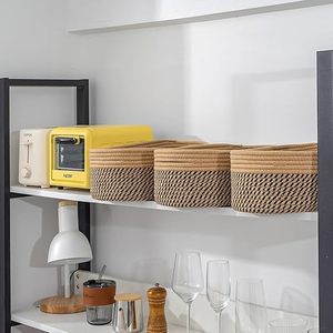 Customised Handwoven Cotton Woven Storage <b>Baskets</b> Empty Gift Bins for Closet <b>Shelves</b> Rope Toy Organizers - Product Image 2