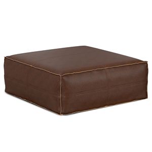 Tavolino da Caffè Brody Extra Large in Pelle Marrone Scuro Invecchiato, Pouf e Sgabelli - Product Image 1