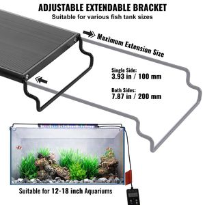 Lampada per Acquario a Spettro Completo 14W con Monitor LCD, Modalità RGB Naturale e Blu 24/7, Luminosità Regolabile, Timer per Vasche di Pesci, Supporto in Alluminio - Product Image 6