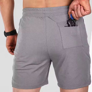 Pantalones cortos de gimnasio tejidos de algodón 100% diseñados por el fabricante Pantalones cortos deportivos de secado rápido para hombres Logotipo personalizado Impreso Patrón sólido Decoración - Product Image 5