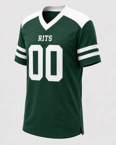 RITS Men's Green American Football Jersey O-Neck Short Sleeve Tackle Moisture Wicking Breathable Anti-Bacterial Adjustable Strap - Product Image 3