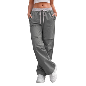 Pantalon évasé taille mi-haute personnalisé pour femme, avec cordon de serrage, extensible, style rétro streetwear, vente en gros - Product Image 1