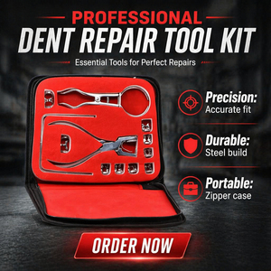 Kit d'outils professionnels de réparation de bosses manuels, jeu de pinces de précision en acier inoxydable, certifié CE, ergonomique, portable, étui à fermeture éclair, argent - Product Image 1