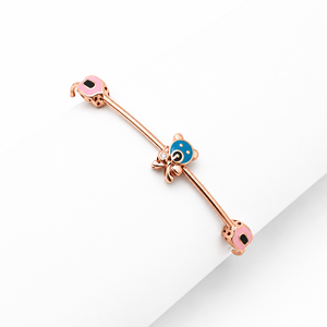 Pulsera Infantil de Oro Rosa de 18K con Oso de Peluche, Esmalte Colorido, Acabado Pulido, Joyería Fina para Niñas, Regalo de Cumpleaños, Uso Diario - Product Image 2