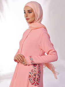 Custom Wholesale Plus Size Casual Breathable Lightweight Quick Dry Seamless Dubai Eid Muslim Long Sleeve Linen Cotton Abaya - Product Image 5
