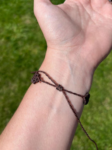 Pearl Macrame <b>Bracelet</b> White <b>Bead</b> Dark Brown Cord Boho Handmade Adjustable Statement Jewelry <b>for</b> Women - Product Image 5