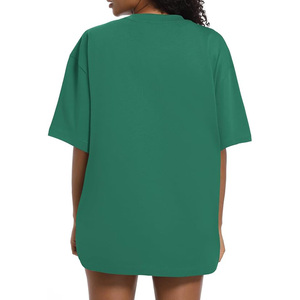 Camiseta Extra Grande Verde Oliva para Mujer, Manga Corta, Cuello Redondo, Corte Holgado, Algodón Jersey, Primavera Verano, Informal - Product Image 4