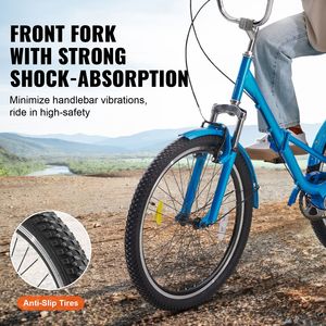 Triciclo Pieghevole per Adulti in Acciaio al Carbonio da 24 Pollici con Cesto Grande e Sedile Regolabile, Bici a 3 Ruote Cruiser - Product Image 5