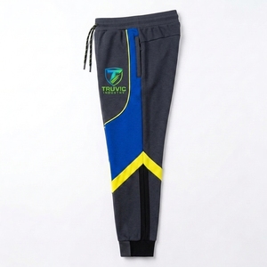 Pantalon de survêtement homme color block, taille élastique avec cordon de serrage, poches latérales, décontracté, respirant, poids moyen, pour l'automne - Product Image 3