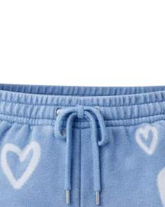 Pantalones Cortos de Felpa Personalizados Azul Cielo para Mujer, con Estampado de Corazón, Cintura Elástica, Ropa Casual de Verano para Estar en Casa, Fabricante Personalizado, Suministro al por Mayor OEM - Product Image 3