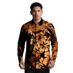 Men Hawaiian Plus 4XL <b>Long</b> Sleeve Tropical Printed <b>Shirt</b> Breathable Casual Polynesian Button-Down <b>Beach</b> 100% Polyester Summer - Product Image 5