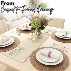 Ensemble de 12 anneaux de serviette ronds en tissu de couleurs assorties pour la décoration de table, les fêtes, les mariages et les occasions spéciales - Product Image 5