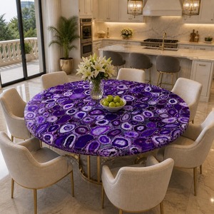 Handmade Purple Agate Stone Modern Round Coffee <b>Table</b> Luxury Eco-Friendly Furniture for Home Hotel Interior Anniversary - Product Image 2