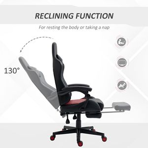 Sedia da Gaming ad Alto Comfort con Pelle PU, Ruote Girevoli, Reclinabile e Altezza Regolabile, Colore Nero con Poggiapiedi - Product Image 5