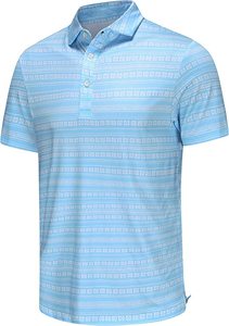 <b>Men's</b> <b>White</b> Geometric Pattern Short Sleeve <b>Polo</b> Shirt Breathable Woven Casual Design - Product Image 5