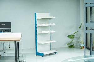 Vertical Metal Gondola <b>Shelf</b> 1-Tier Adjustable Freestanding Single-Sided Square Supermarket <b>Rack</b> Heavy Duty Powder Coated Quick - Product Image 5