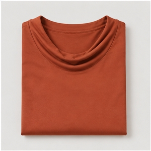 T-shirt pour femme à col bénitier, manches courtes, coupe décontractée, couleur orange rouille WTS-0035 - Product Image 5