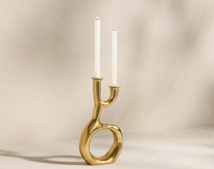 Candelabro de Aluminio Dorado Abstracto de Lujo Nórdico, Moderno y Minimalista, Ondulado, para Centro de Mesa, Decoración del Hogar, Regalo - Product Image 1