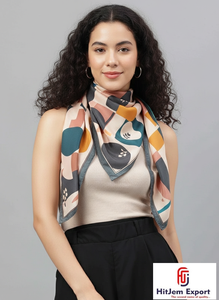 Elégants foulards carrés imprimés personnalisés tissu de soie léger accessoires de mode élégants parfaits pour l'approvisionnement en vrac - Product Image 5