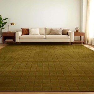 Modern Olive Green Hand Tufted Grid Area Rug Minimalist Textured Carpet Soft Living Room Bedroom Office <b>Floor</b> Decor Durable - Product Image 2