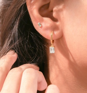 Most Trendy Women's Classic 14K 18K Yellow Gold Custom Diamond Dangle Drop Earrings 0.50 Carat Each E VVS2 Emerald Fine Jewlery - Product Image 3