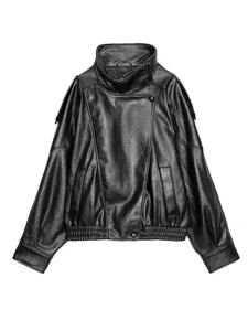 Veste pour femme de qualité supérieure, élégante, personnalisable, en cuir PU avec fermeture éclair, pour l'hiver, vente en gros, vêtements de mode pour femmes - Product Image 6