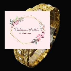 Reloj de Diamantes Personalizado para Hombre, Reloj de Pulsera Dorado con Fecha y Día, Números Romanos, Estilo Hip Hop de Lujo, Reloj con Diamantes Baguette - Product Image 4