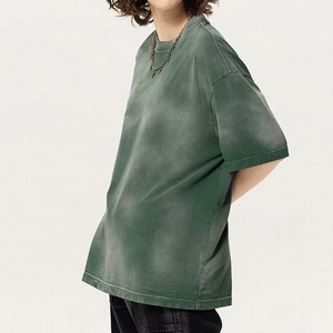 Premium Men's 100% Cotton Eco-Friendly Washed Knitted T-Shirt Custom O-Neck <b>Blank</b> Heavy <b>Weight</b> Printing Solid Pattern Regular - Product Image 4