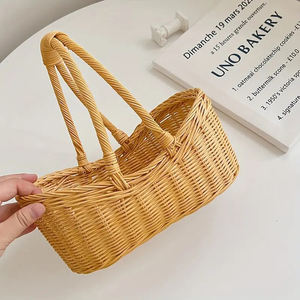 Panier de rangement tissé en rotin naturel pour les œufs de pâques, décoration de la maison, petit panier de fleurs blanches pour fille - Product Image 3